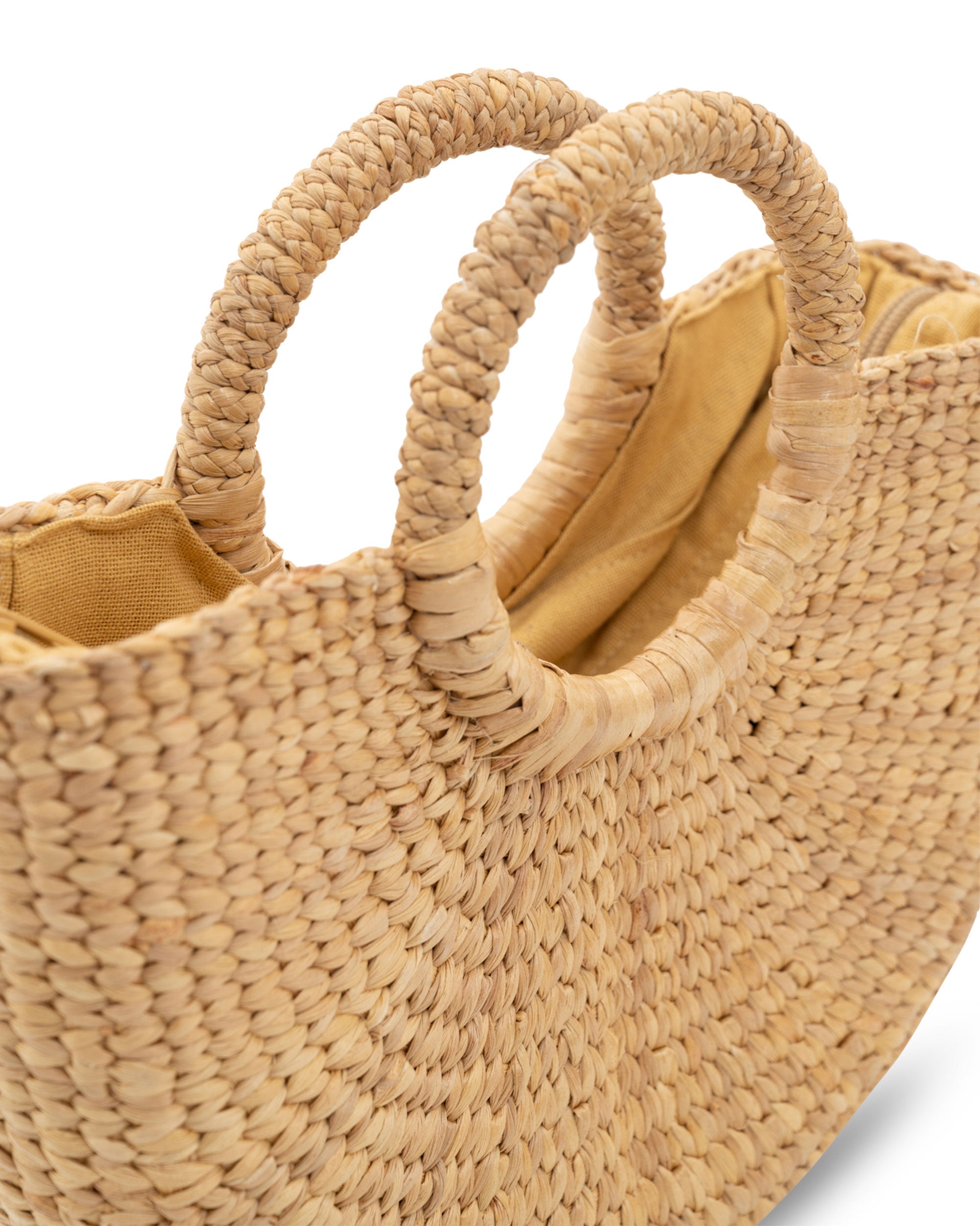Half-Moon Water Hyacinth Handbag