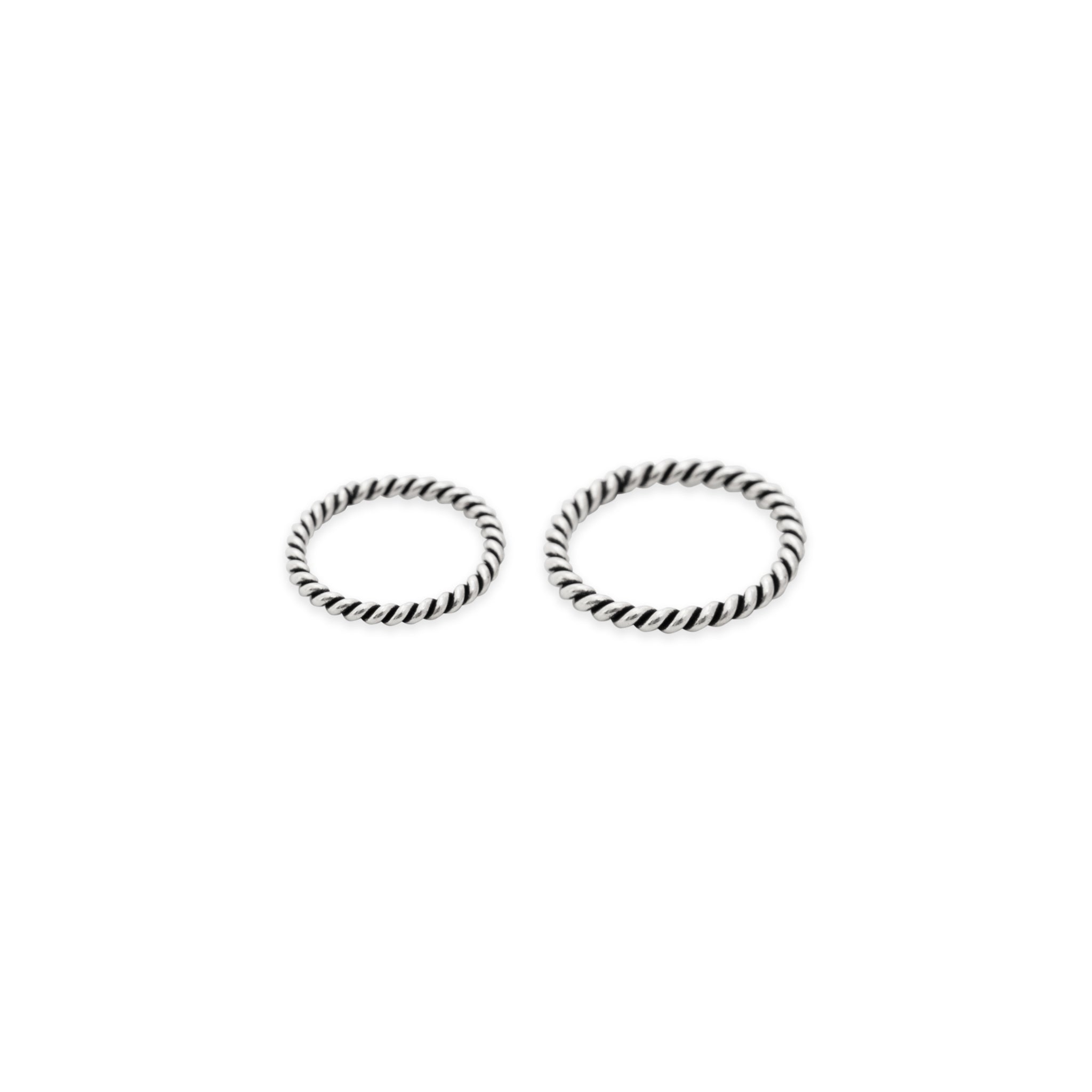 Twisted Silver Ring Set