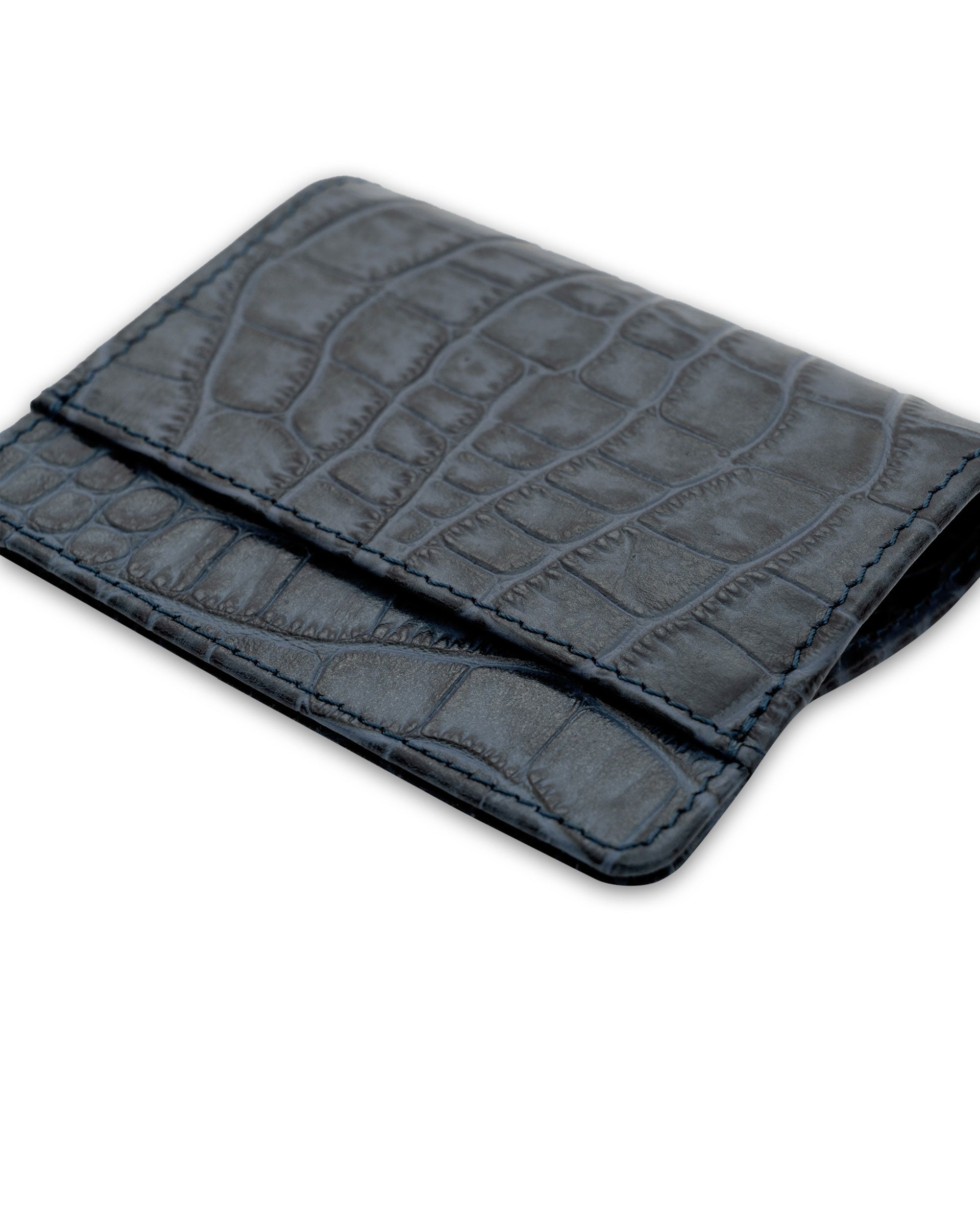 Black Crocodile Leather Card Case