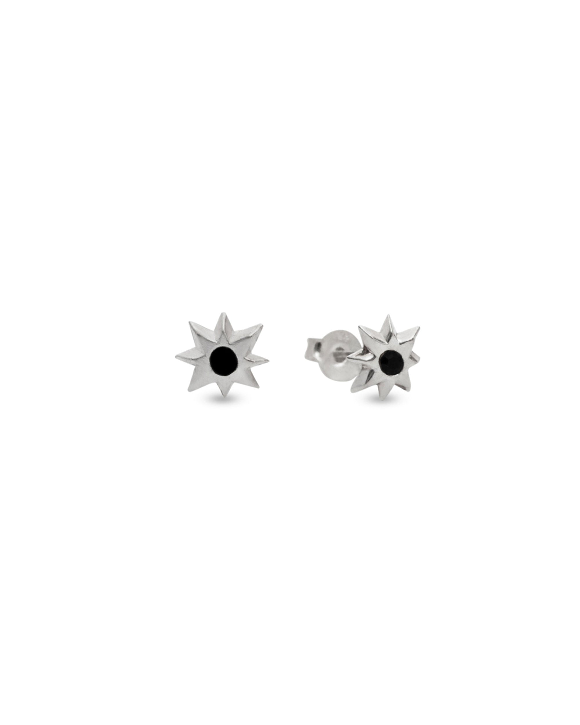 Black Starburst Stud Earrings