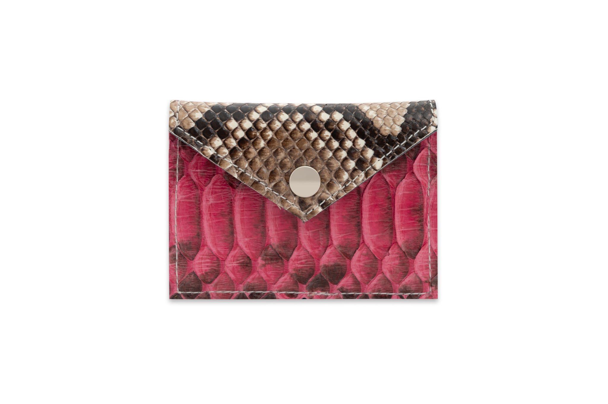 Pink Python Leather Card Holder