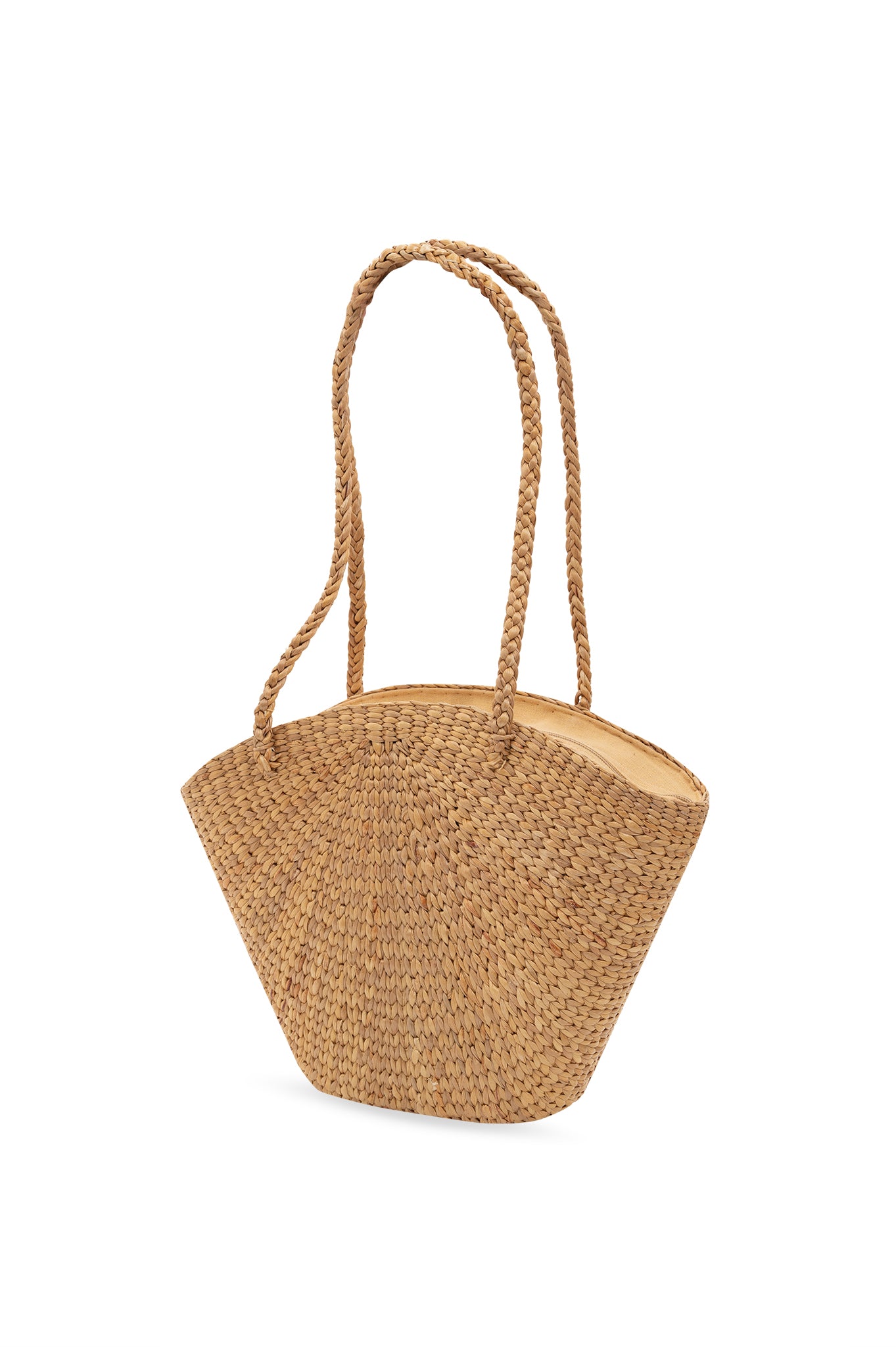 Structured Natural Fiber Trapezoid Tote